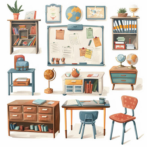 Classroom rules illustration, realistic style on white background