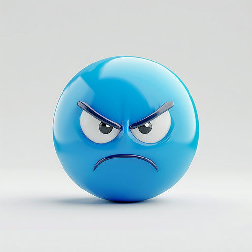 Blue emoji icon with an annoyed expression