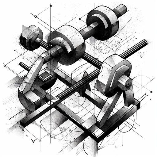 Abstract fitness equipment in geometric pattern