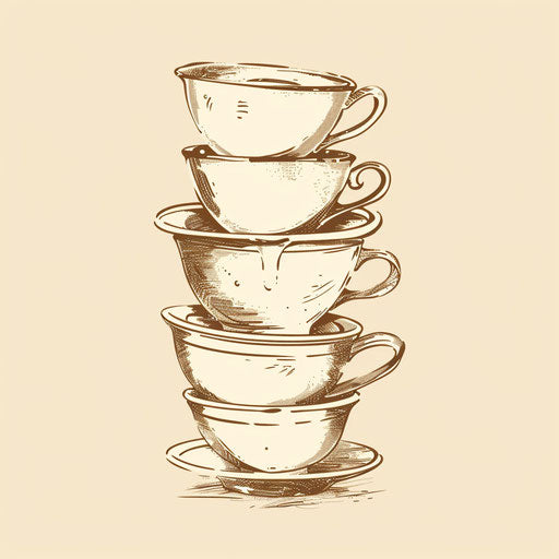 Vintage tattoo sketch of a stack of coffee cups