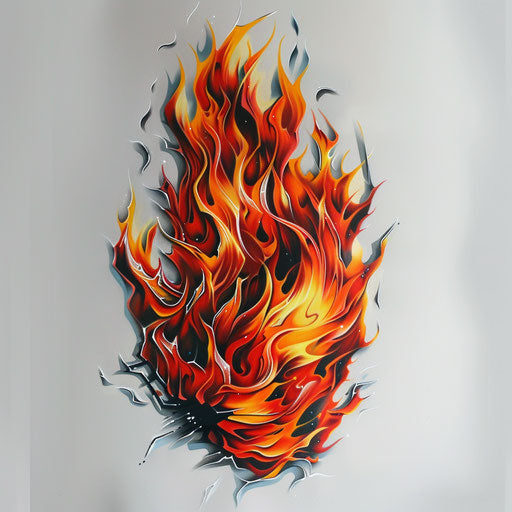 Flame tattoo with 3D optical illusion effect