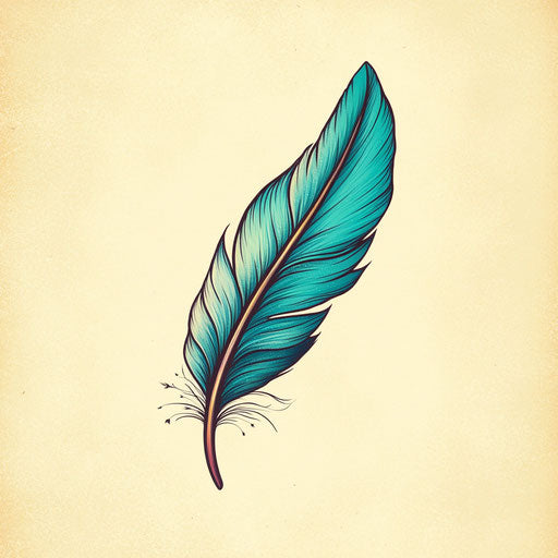 Small cute turquoise feather tattoo sketch in clipart style