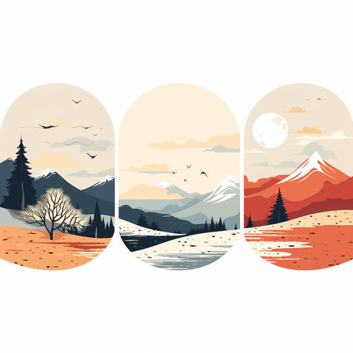 Minimalist landscape illustration on white background