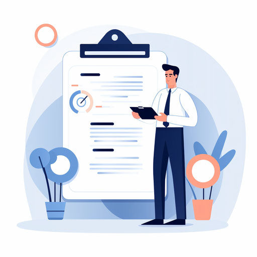 Evaluation clipart in Minimalist style, on white background