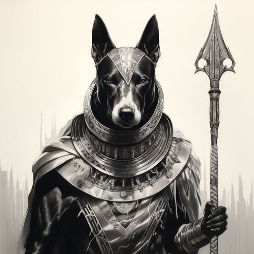 Dog with spear in realistic Egyptian style