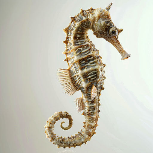 Realistic seahorse clipart on flat white background