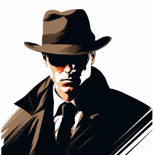Spy clipart in the style of Chiaroscuro Art, on a white background