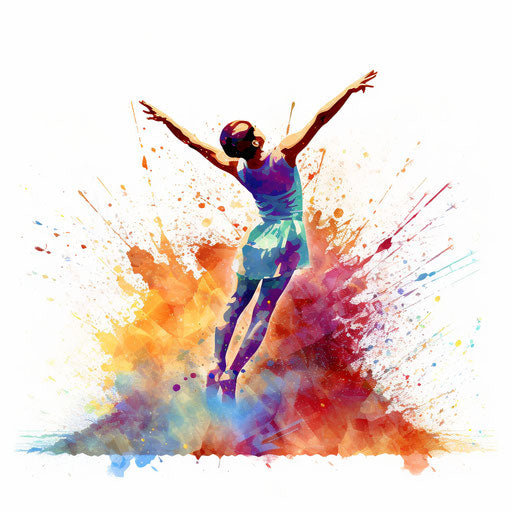 Gymnastics clipart in the style of Impressionistic Art, on white background