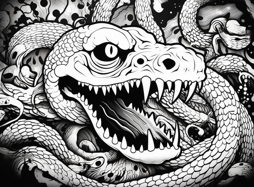 Black and white snake in psychedelic style, commission for 15:11