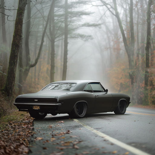 1967 Chevy Bel Air in misty forest