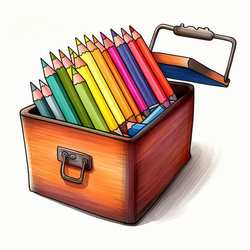 Crayon box in the style of Chiaroscuro Art