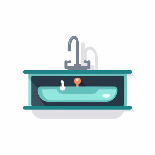 Minimalist style sink clipart, on a white background