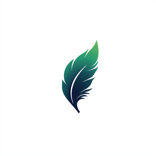 Minimalist illustrator logo with stylized quill and modern typography in fresh green and navy