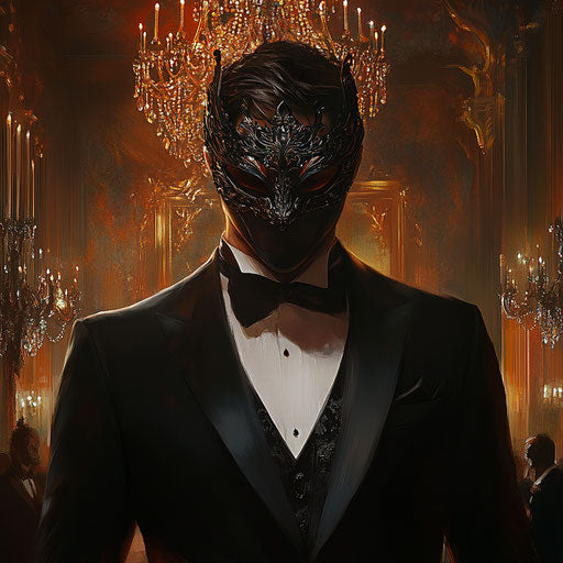 Modern vampire at lavish Halloween masquerade ball