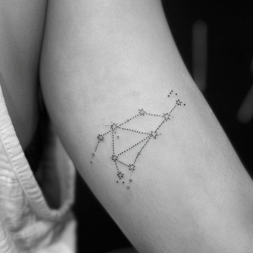 Small constellation fine line tattoo in Glenn Fabry style