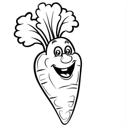 Happy carrot outline, coloring book page