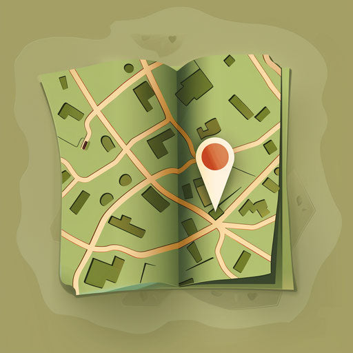 Realistic clipart of location with muted olive background