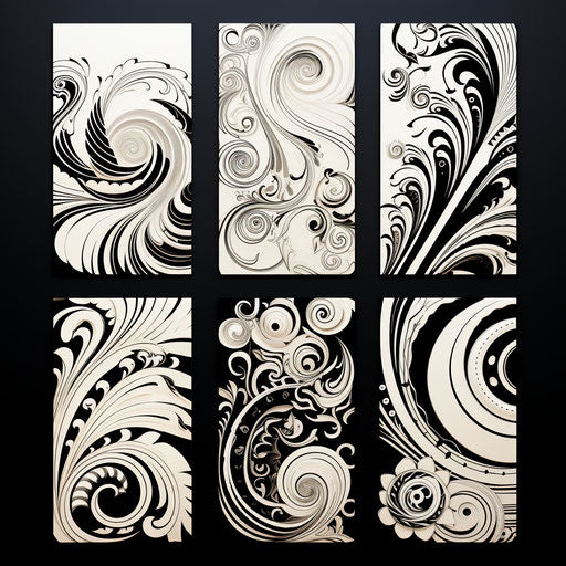 Black and white tribal designs on white, in exotic style