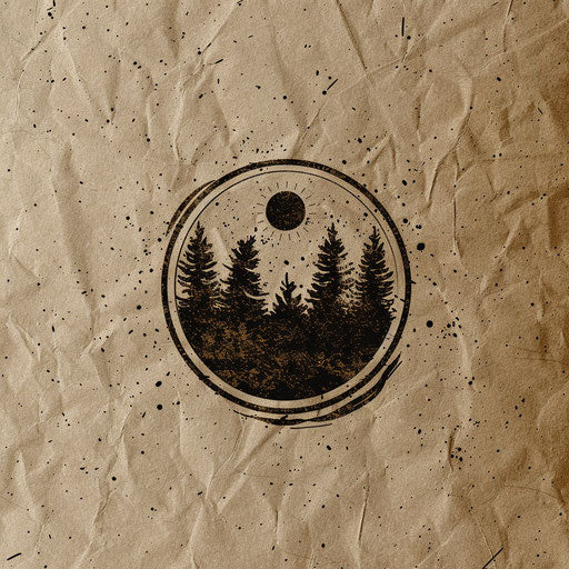 Rustic business logo with vintage fonts and earthy colors, on textured paper background