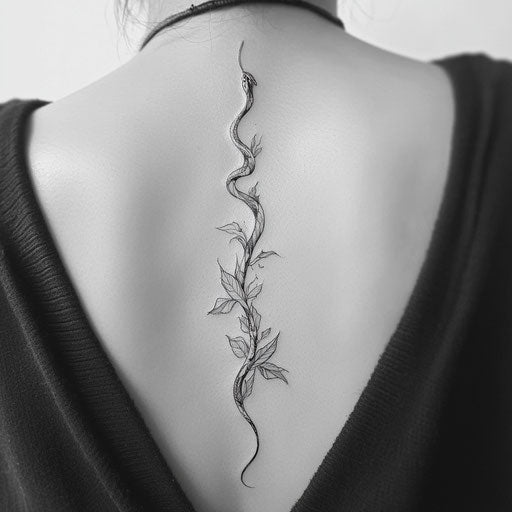 Flat tattoo sketch of minimalist snake on white background