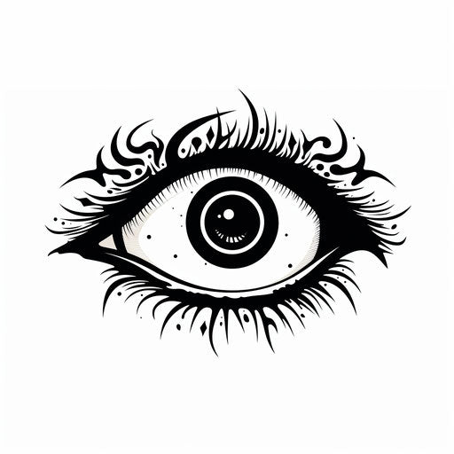Eye of the allseeing on white background, punk rock tattoo style, zen minimalism