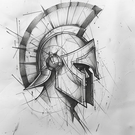 Minimalist spartan helmet tattoo sketch