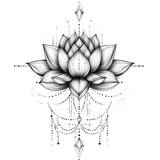 Geometric lotus flower upper arm tattoo for women