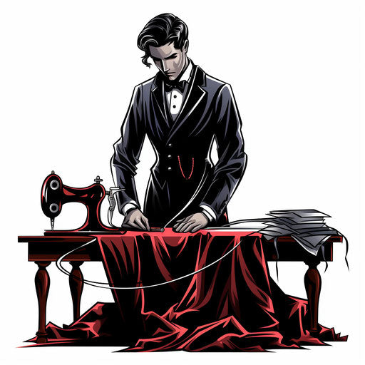 Tailor clipart in the style of Chiaroscuro Art, on a white background