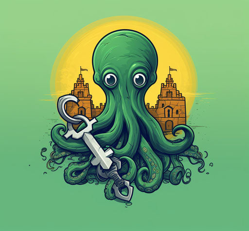 adorable octopus holding key to the ocean