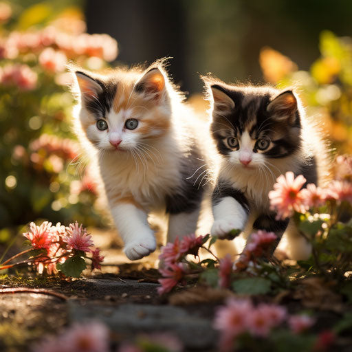 Calico cat kittens playing