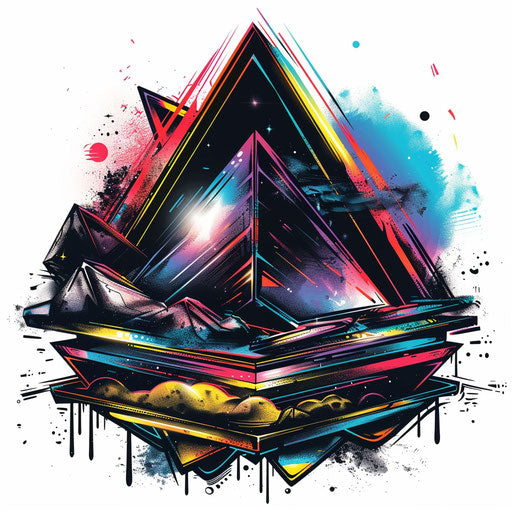 Futuristic holographic pyramid with metallic shades