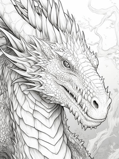 Dragon head outline in textural realism style, epic fantasy scenes