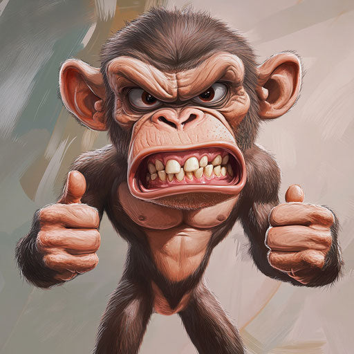Humorous caricature of a monkey with big teeth