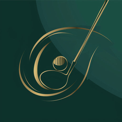 Sophisticated golf logo with club and ball on dark green background