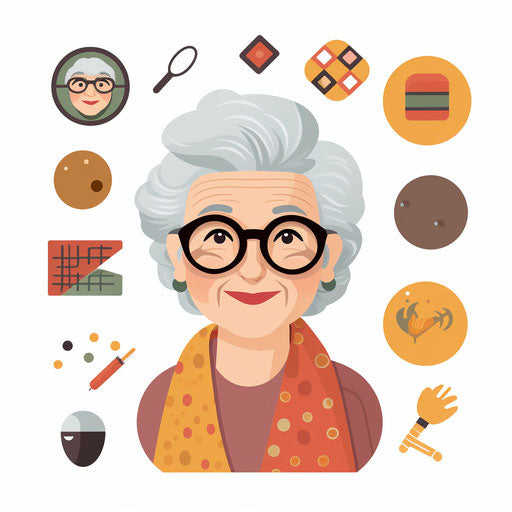 Grandma clipart in Minimalist style, on white background