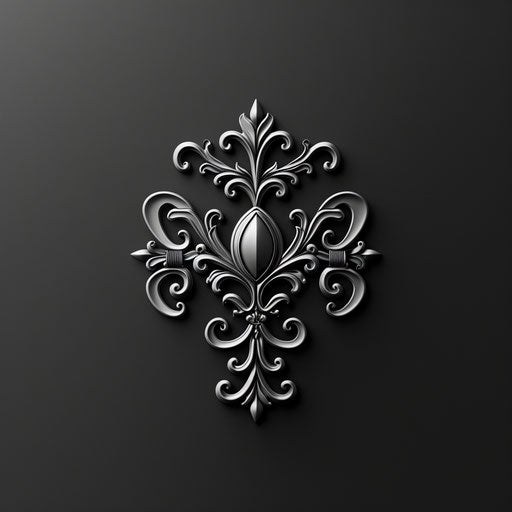 Silver emblem on black background, refinement highlighted