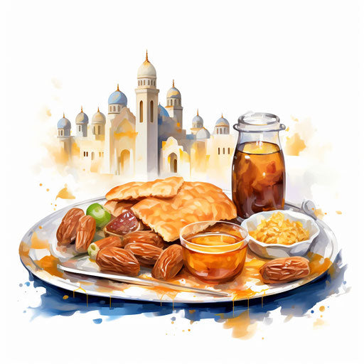 Impressionistic Art of Ramadan clipart, on white background