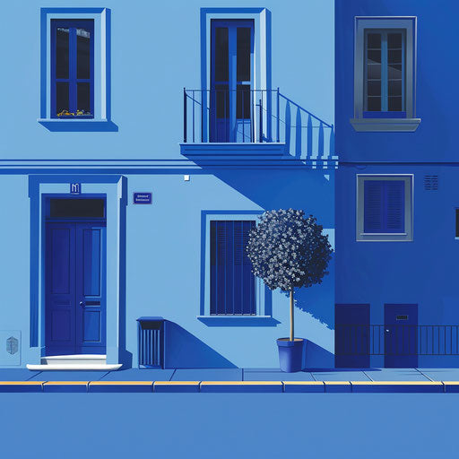 Photo-realistic street clipart on royal blue background