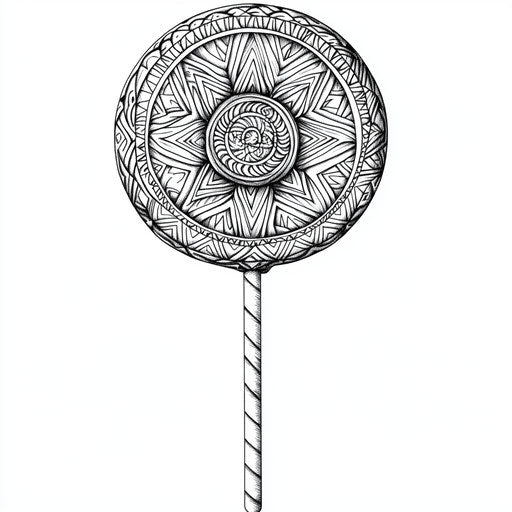 Lollipop with intricate tribal patterns, in the style of Raqib Shaw, Coloring book page