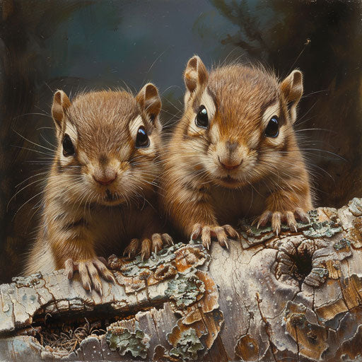 Chipmunks with detailed textures and natural light