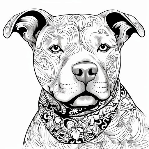 Pitbull dogs coloring pages color me lovably bandana