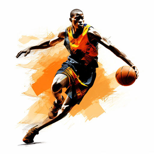 Basketball player in Chiaroscuro Art on white background