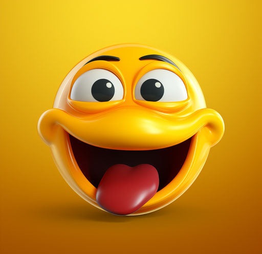 Funny emoji with tongue out, dark yellow and dark orange 28:27