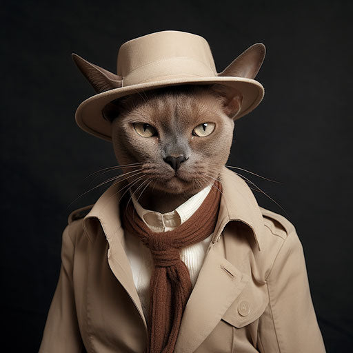 Burmese cat dressed like a man
