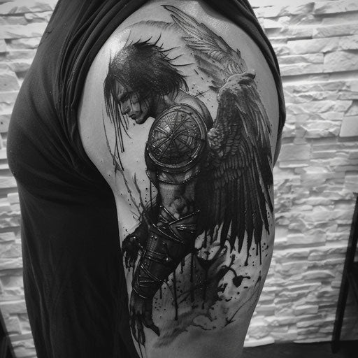Dark angel tattoo for men, Gerald Brom style