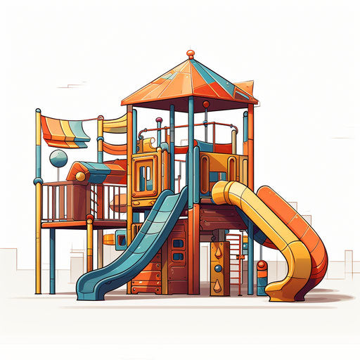 Outdoor play in artistic style, on white background