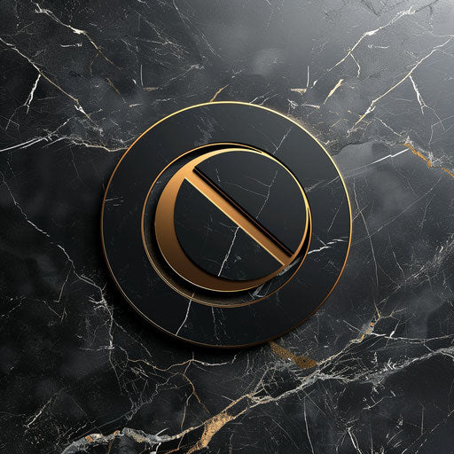 Luxury construction logo with black and gold accents on a sleek background