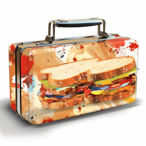 Impressionistic style lunch box clipart, on white background