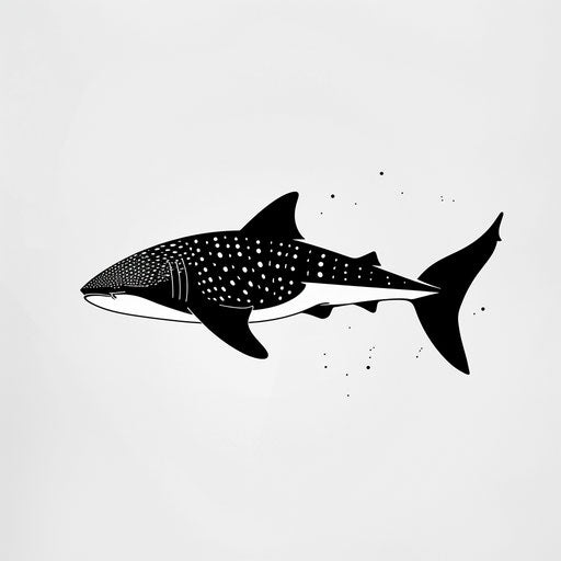 Minimalist flat tattoo sketch of a whale shark silhouette