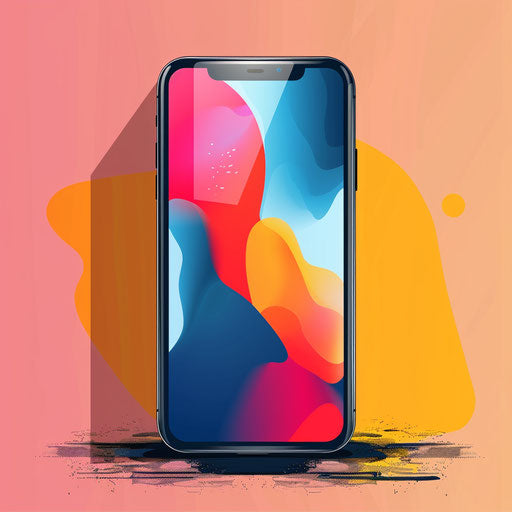 Mobile clipart with flat random background, vibrant tones